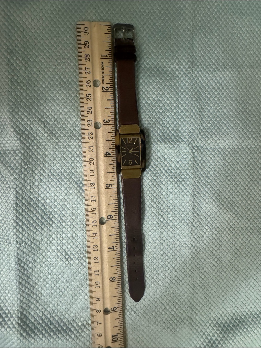 Anne Klein Brown Leather Strap Tortoise Gold-Tone Watch new Battery